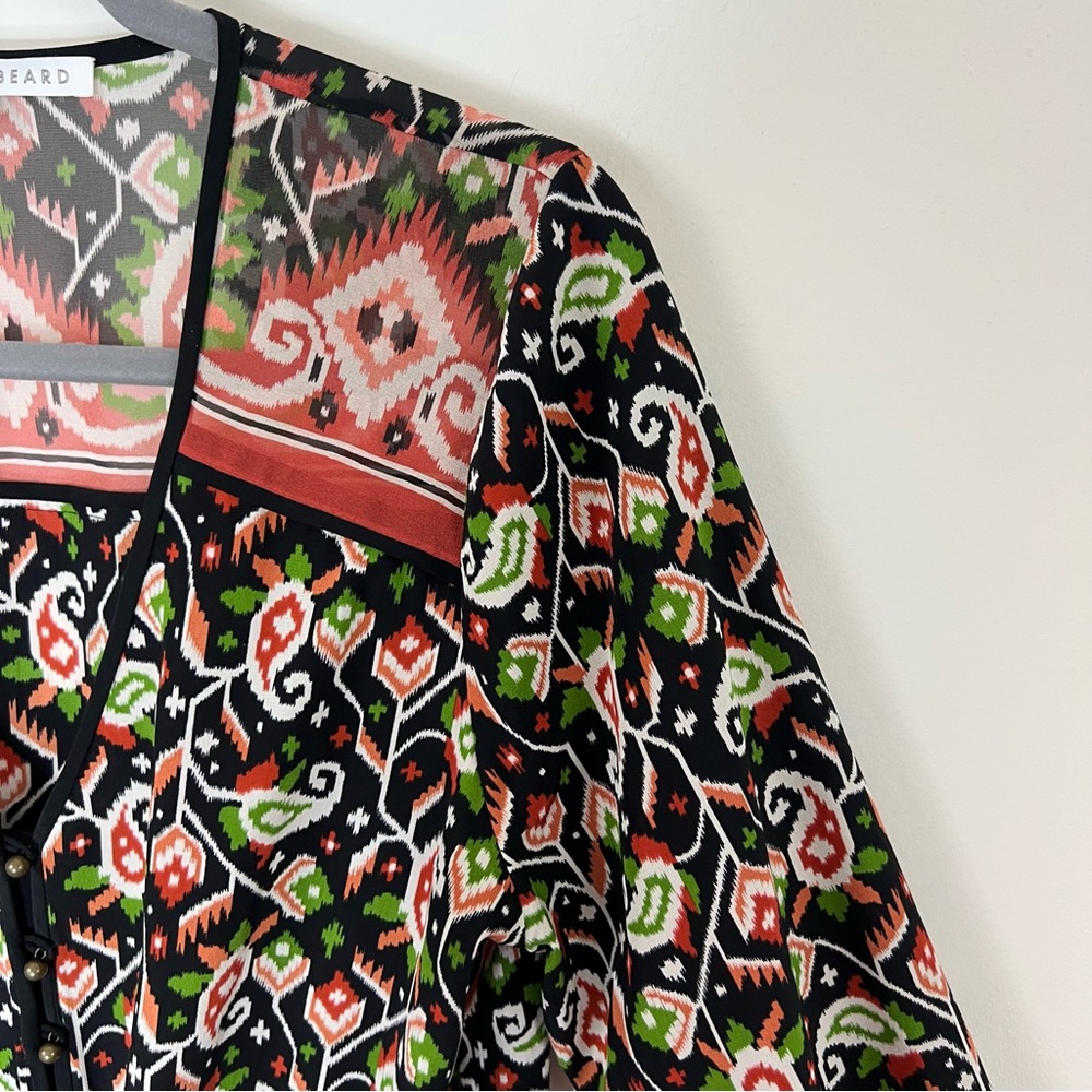 Veronica Beard Tie Front Silk Venice Mini Shirt Dress Size 6 - Picture 7 of 16